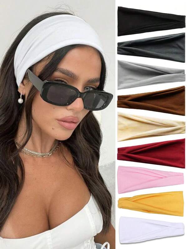 3 Peças/Conjunto Headbands de Moda Feminina de Cor Sólida, Antiderrapante, Faixa de Cabelo Elástica, Acessórios de Cabeça Adequados para Yoga, Exercício, Viagem ou Acessórios de Cabelo de Corrida da Moda