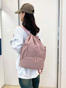 1pc Large Capacity Lightweight Portable Solid Color Fashion Minimalist Gym Bag, Dry&Wet Separation, Multi-Pocket, Convenient For Fitness, Indoor, Outdoor, Hiking, Backpack