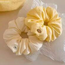 1 件奶油泡芙发圈，超大黄色布发带，奢华大发饰，优雅休闲 - 彩色 - 查看 11