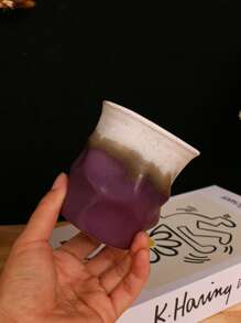 1pc Vintage Handmade Crackle Purple Ceramic Coffee Mug, Retro Afternoon Tea Cup, Creative Rustic Teacup, Breakfast Milk Mug, Espresso Cup Back To School