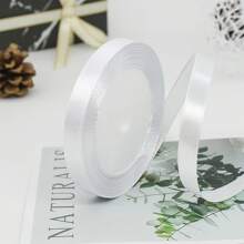 1 Roll Of 22 Meters, White Packaging Ribbon Bow, Colored Ribbon, Polyester Ribbon, Gift Box Silk Ribbon, Jacquard Ribbon