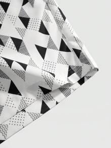 Shorts casuales de verano para hombres con bolsillos con cordón, estampado geométrico y floral menudo
