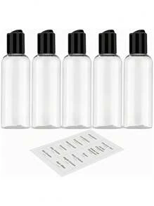 5pcs 3.4 Oz(100ml)TSA Approved Leakproof Travel Bottles For Toiletries - Empty Plastic Containers With Labels, Carry-On Compliant Airplane Essentials For Men & Women Vacation Travel Accessories Summer Travel Essentials