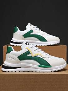 Comfortable Lace-Up Sneakers - Men's Breathable Running Shoes, Strong Grip, Anti-Slip