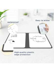 1pc A5 Reusable Whiteboard Notebook Leather Memo Free Whiteboard Pen Erasing Cloth Weekly Planner Portable Stylish Office Notebooks Back To School