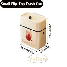 1 pieza Soporte de pared para basura, cubo de basura creativo de dibujos animados para cocina/oficina con tapa abatible, sin necesidad de taladrar