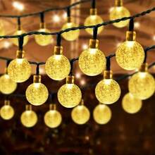 1 Conjunto de 20/30/50/100/200 Luzes de Corda Solares Esféricas de LED para Uso Externo, Luzes Solares Fadas Decorativas, Adequadas para Jardim, Terraço, Varanda, Casamento e Decoração de Natal, Ideal para o Natal