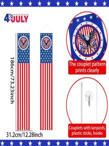 2PCS National Flag Banners, Welcome Signs, Independence Day, Memorial Day Decorations, Suitable For The Front Door Walls Of Homes, Both Indoors And Outdoors