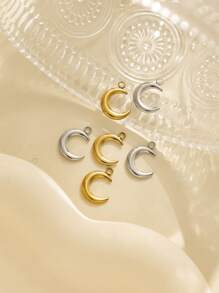 5pcs/Pack 304 Stainless Steel Smooth Moon Shaped Minimalist Versatile Accessories