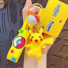 pokemon 1 paquete de llaveros con dibujos animados de anime lindos con pulsera - Encantos de personajes surtidos para cumpleaños, regalos de Navidad, recuerdos de fiesta - Accesorios de bolso para mochilas y equipaje