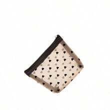 Niche INS Net Flocked Heart Shaped Toiletry Bag, Large Capacity Breathable Cute Travel Makeup Pouch