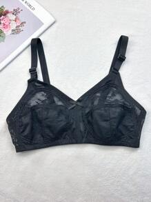 1 pezzo Reggiseno in pizzo traspirante leggero senza ferretto per donna, a coppa intera, sexy e aderente
