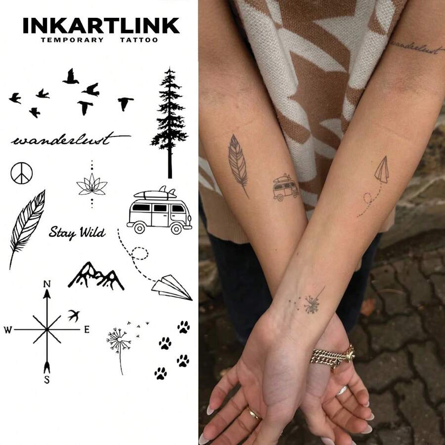 INKARTLINK Revolutionary Technology Tattoos, Semi-Permanent Tattoos, Footprint, House, Minimalist Design, Micro, Realistic Tattoos, Meaningful Tattoos, Temporary Tattoos, Waterproof, Authentic Tattoo Look, Niche Design Tattoos, Fruit Tattoos, Plant Tattoos