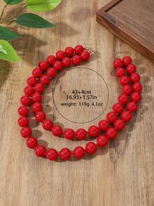 1pc Bohemian Style Multi-Layer Plastic Acrylic Beaded Necklace, Geometric Circle Pattern, Handmade, Suitable For Festival And Daily Wear - Bead Necklace - View 11