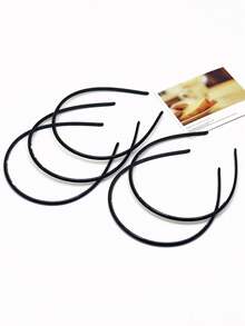 5 piezas Aros de pelo negros lisos y sencillos (DIY), accesorios de pelo delgados para mujeres, diademas, cintillo, para el hogar, cuidado de la piel