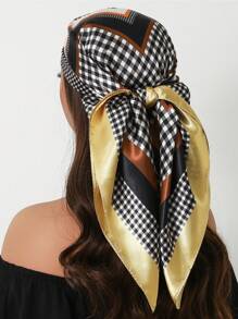 1 peça de cachecol moderno para todas as estações, cachecol quadrado estampado para mulheres, bandana feminina para uso diário, novo lenço de cabeça com proteção solar