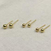 3 Pairs 14K Gold Plated Ball Stud Earrings Set, 3mm, 4mm, And 5mm, Delicate And Hypoallergenic Cartilage Earrings, Suitable For Daily Wear, Parties, And Gifts