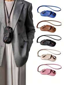 Fashionable PU Leather Eyeglass Case, PU Glasses Pouch With Neck Strap, Large Capacity Storage For Myopia, Shades, And Sunshades, Movie-Themed Accessory, Eye Glasses Case Travel Essentials Travel Accessories Travel Must Haves Graduation - Multicolor - View 4