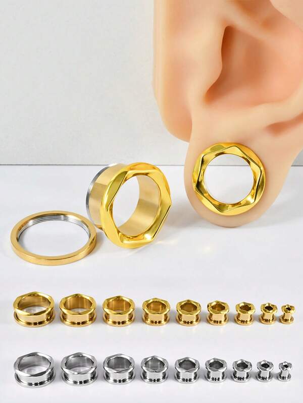 1PC Stainless Steel Tangent Plane Ear Plugs Screw Simple Designs Ear Tunnels Gauges Earring Expander Plugs Piercing Jewelry 6-25mm