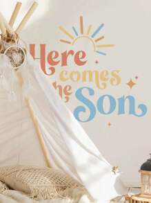 1pc "Here Comes The Son" English Quote Baby Shower Arch Backdrop, Gender Reveal Party Decoration Room Decor Home Decor Stickers Wall Stickers Wall Decor