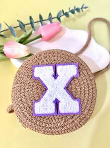 1 Personalized Custom Bride Straw Woven Shoulder Bag, Letter Custom Woven Wallet, Colorful Letter Wedding Vacation Wallet, Honeymoon Bride Custom Gift Party Supplies, Wedding Gifts