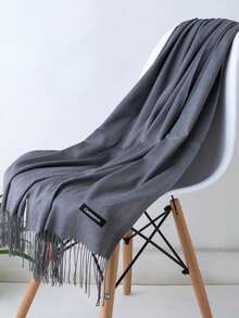 1pc Women 70*190cm Faux Cashmere Long Fringe Scarf, Minimalist Elegant Air-Conditioner Shawl Soft Breathable Warm Scarf, Suitable For Daily Outings, Dates, Sun Protection, Warm, All Seasons Use For Dress - Multicolor - View 13