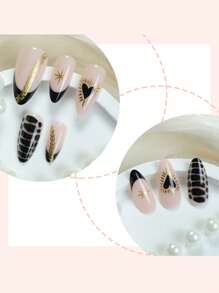 24 szt. Y2K Hot Girl Black Dark Heart Short Almond Press On Nails Dostawcy