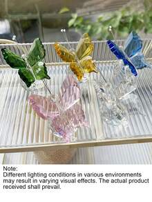 蓝色水晶蝴蝶挂饰，纯手工制作，采用几何水晶材质，具有轻巧奢华、创意透明水晶蝴蝶设计，适合作为情人节、万圣节、圣诞节和生日派对的礼物。 - 黃色 - 查看 5