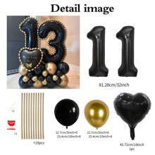 43pcs Black Number Column Balloon Set, Includes 32 Inch (81.28cm) Black Number Foil Balloons, Black & Metallic Gold Round Latex Balloons, Suitable For Anniversary, Birthday Decorations, Brides, Wedding Decor, Graduation, Festivals, Party Decor