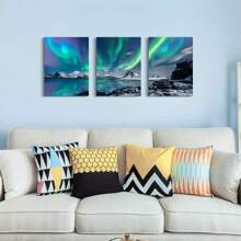 3Pcs Abstract Wall Art Prints, Framed Canvas Wall Art Geometric Line Sunset Artwork Paintings, Living Room Bedroom Dining Room Home Decoration Framed Canvas Print Decorative Painting, Interior Home Wall Decoration Art