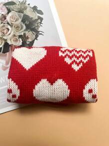 1pc Polka Dot & Heart Pattern High Collar Pet Sweater