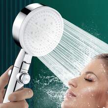 1 件套加压手持淋浴喷头，5 种模式可调节出水量，浴室淋浴喷头，淋浴喷雾器。一体化浴室配件，全面升级。 - 銀色 - 查看 3