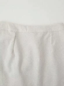 Casual Solid Color Pocket Decorated Mini Skirt, Spring/Summer - Beige - View 6