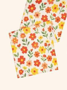 1 Stück Tischläufer mit Blumendruck für Frühling & Sommer | Gänseblümchen & Wildblumen Muster | Dekoration für den Esstisch