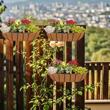 3Pcs Planter Basket Liners Felt Hanging Planter Liners Fabric Window Box Liners For Outdoor Hanging Flowers - Brown - View 5