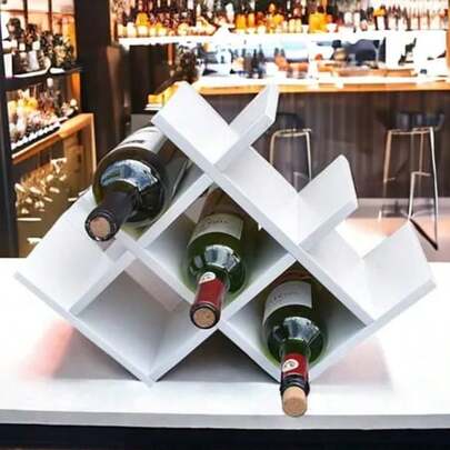 Estructura de madera botellas vino diseño cuadrado minimalista organizador hogar elegante resistente presentación moderna ideal almacenamiento vinos decoración comedor bar cocina fácil limpieza instalación material premium funcionalidad máxima espacio ahorro