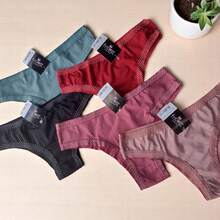 Kit 5 Tanga Conforto Viés de Poá Lingerie Feminina Cintura Alta Cores Variadas