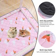 1pc/2pcs Hamster Mat, Machine Washable Hamster Pad With Variety Of Cute Printed Patterns, Waterproof & Absorbent Urine Pad, Rabbit Cage Mat, Dirt-Resistant Mat, Suitable For Small Animals Like Hamsters, Rabbits, Hedgehogs - 47" X 23" - Multicolor - View 2