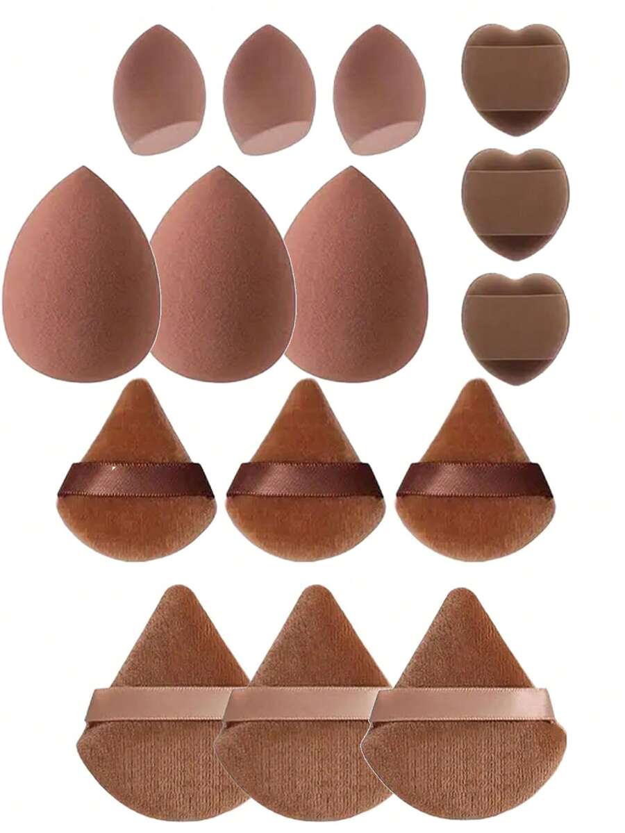 15pcs Makeup Puff Set, Soft Triangle Shaped Beauty Sponges & Mineral ...