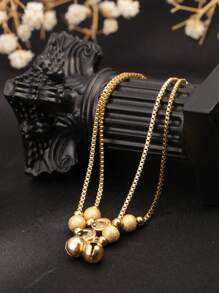 1 pièce Bracelet de cheville en acier inoxydable plaqué or 18 carats, Bracelet de cheville à double couche réglable, accessoires uniques et à la mode, convenant pour les femmes au quotidien, au travail, pour les déplacements, les sorties, excellent cadeau pour la petite amie