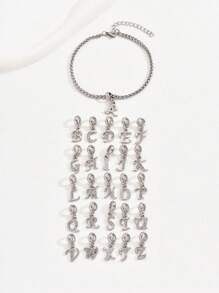 1pc Fashionable Minimalist 26 English Letter Crystal Inlaid Anklet, Suitable As Gift For Teenagers, Party And Holiday