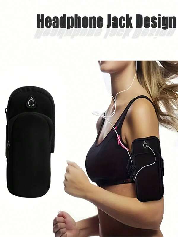 Fascia da braccio impermeabile per corsa con porta telefono e jack per auricolari, custodia da braccio leggera per fitness sportivo, cinturino regolabile, porta telefono durante l'allenamento