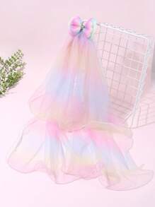1pc Large Hair Bows For Girls Rainbow Gradient Mesh Bow Alligator Clips Glitter Rainbow Gradient Bow Hair Clips Elegant Bow Barrettes Wedding Vacation Bow Hairpins Kids Hair Accessories