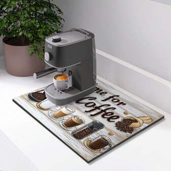 1pc Coffee Drink Coaster, High Absorbent & Slip-Resistant Silica Gel Material, Suitable For Kitchen, Cafe, Party Tableware Drying, Home Decor