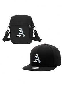 2pcs/Set Unisex 26 Letter Printed Baseball Cap & Portable Chest Bag Set, Outdoor Street Fashion Casual Adjustable Hat, Suitable For Spring, Summer Everyday, Outdoor Camping, Birthday, Father's Day Gift