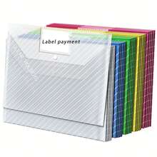 10 piezas de bolsas transparentes para documentos, carpetas de plástico para oficina, escuela, contabilidad, aprendizaje, exámenes, etc. Adecuado como regalo para amigos, niños, maestros y talla grande (color aleatorio), de vuelta a la escuela, útiles escolares - transparente - Ver 4