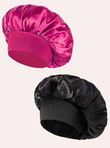 1 pièce / 2 pièces Nouvelle casquette de sommeil élastique à large bord en satin doux et respirant, style mode décontracté et confortable pour usage quotidien