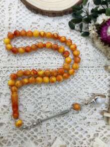 45pcs Acrylic Imitated Resin Shell Pendant Prayer Beads, Suitable For Daily Use Necklace, Bracelet, Tasbih