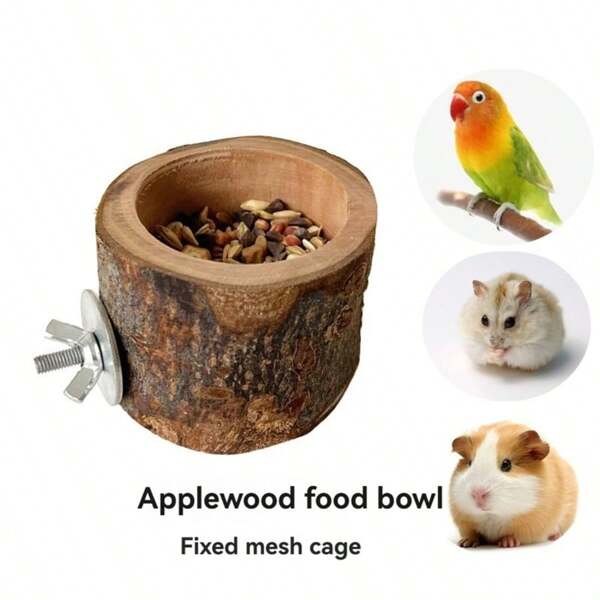 1pc Wooden Pet Bowl, Suitable For Hamsters And Sugar Gliders - High Quality Small Animal Feeding Bowl, Food Dispenser And Hamster Care Accessories