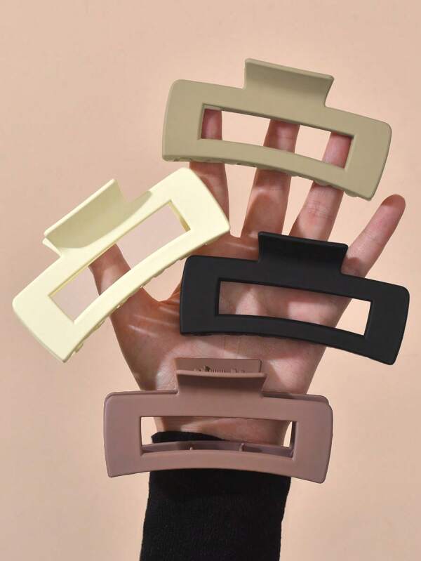 4pcs/3pcs/2pcs/1pc Set Elegant Rectangular Large Hair Clips, Random Color Dispatch, Suitable For Long Hair And Curly Hair For Daily Use Hair Accessories